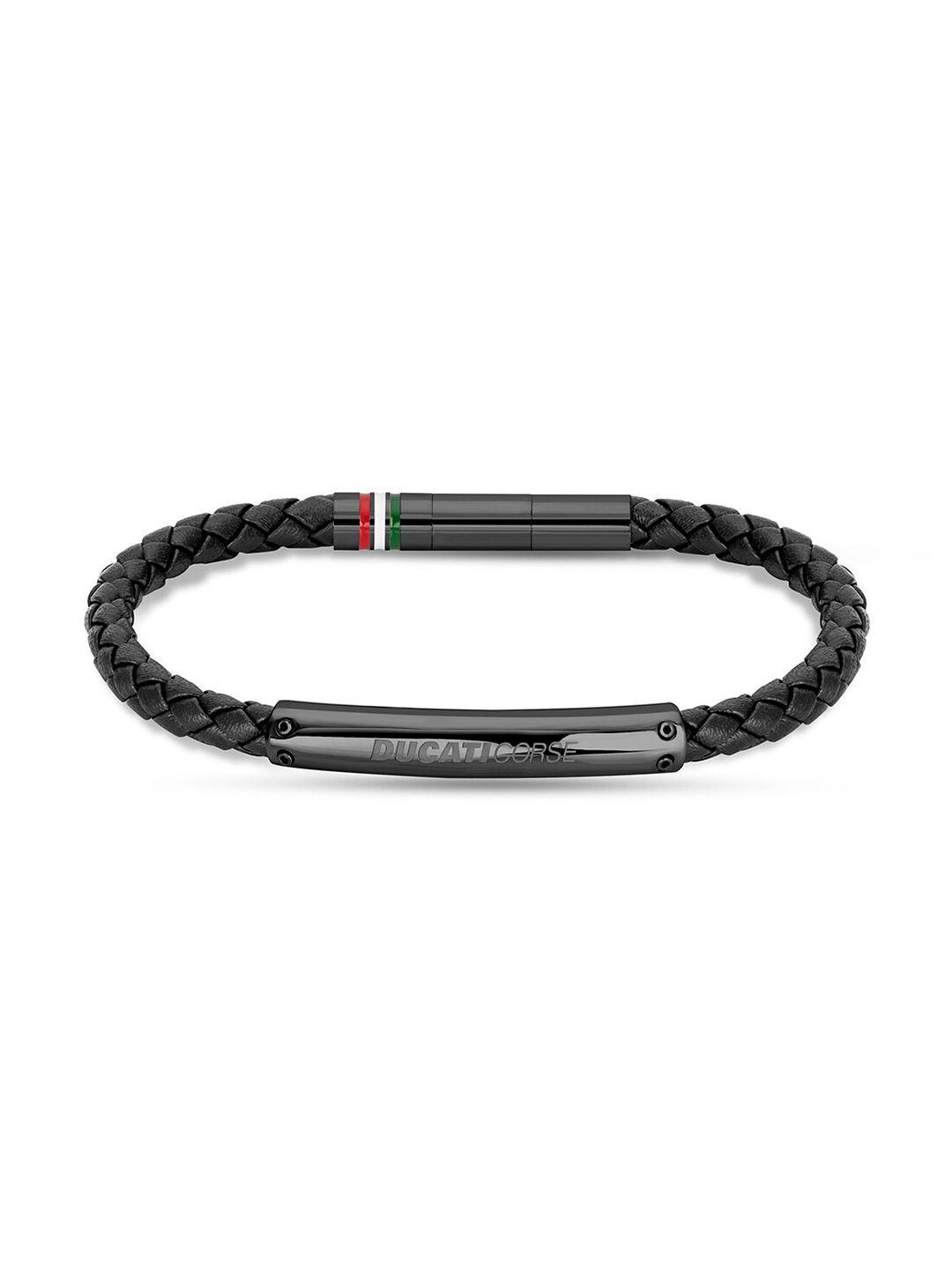 ducati corse men black & red braided bracelet