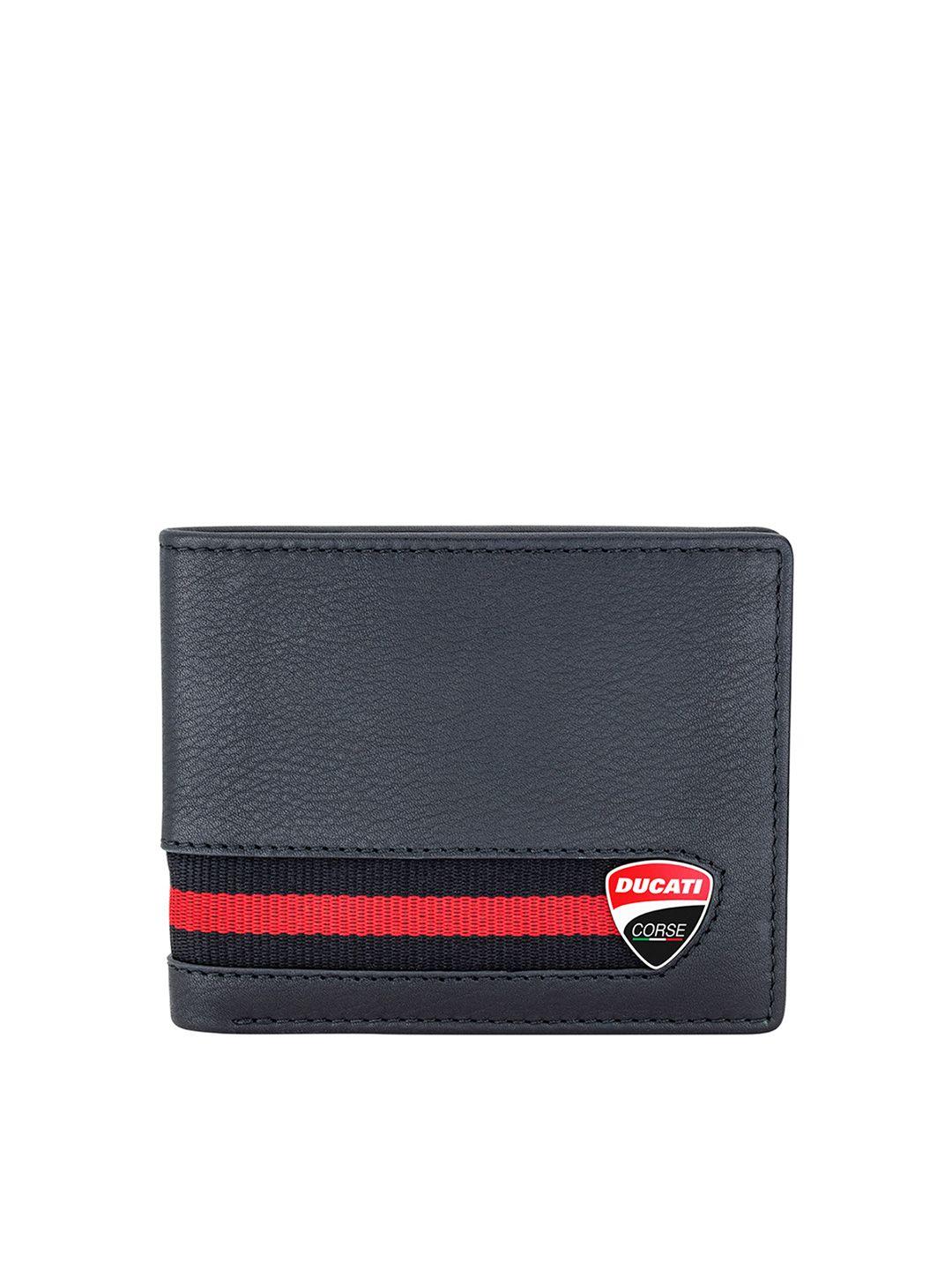 ducati corse men black & red leather two fold wallet