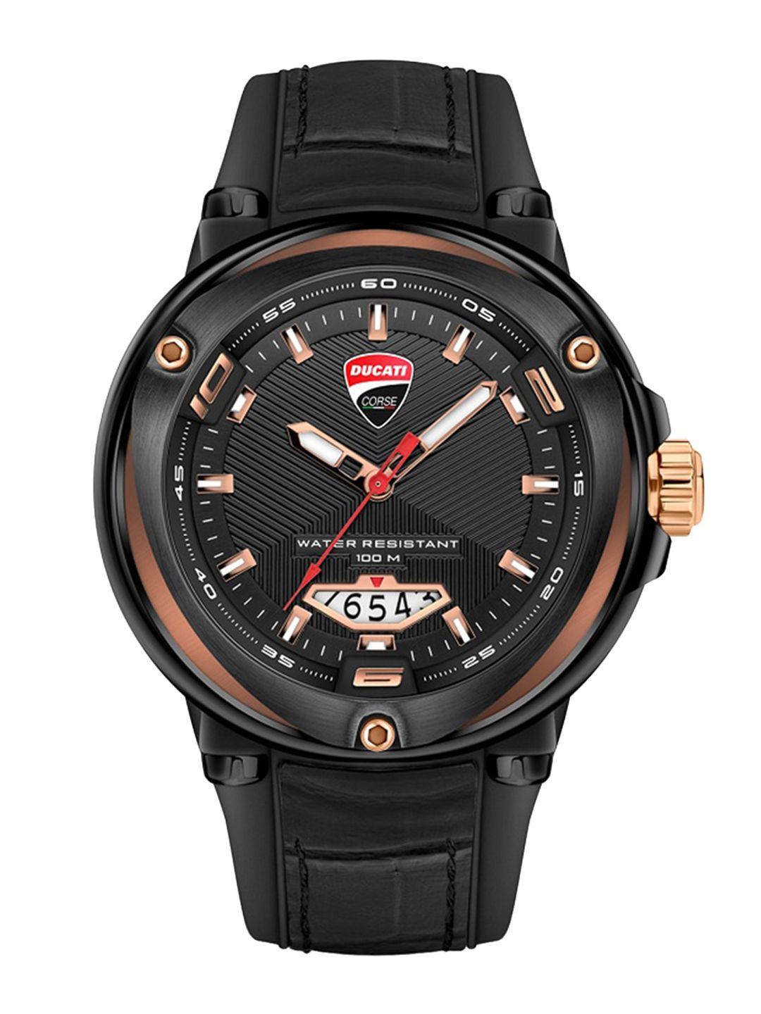 ducati corse men black dial & black straps analogue watch