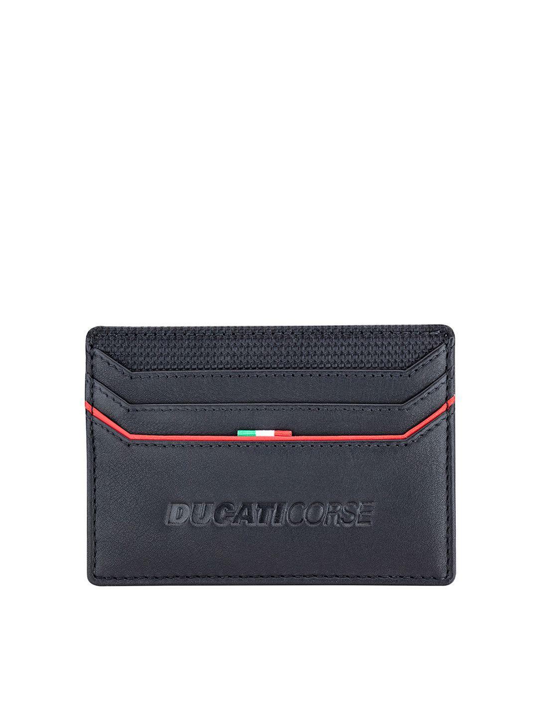 ducati corse men black leather card holder