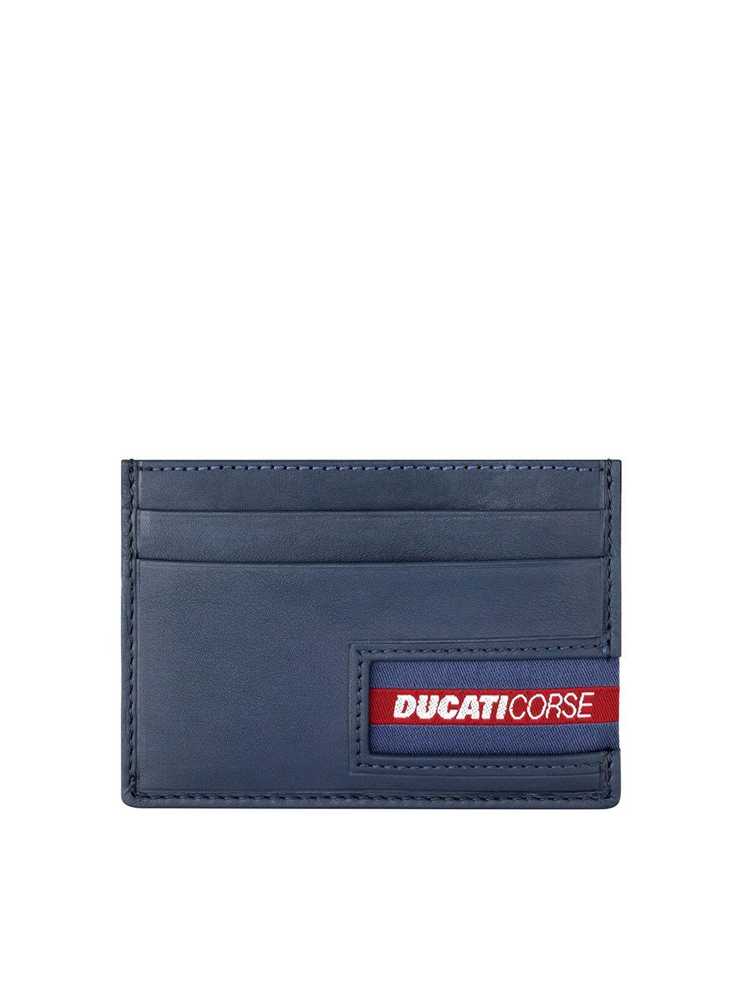 ducati corse men blue & red leather card holder