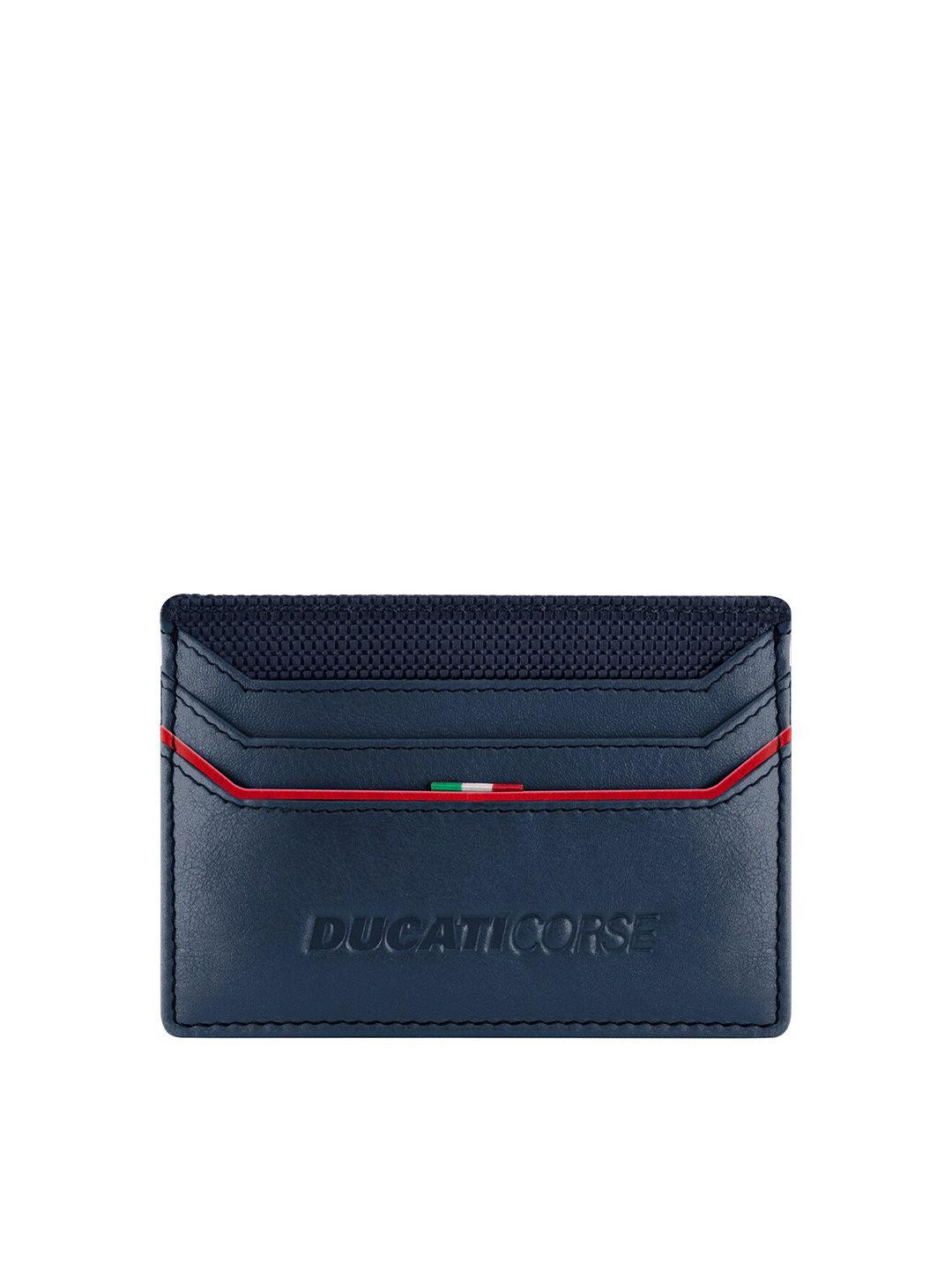 ducati corse men blue textured leather card holder