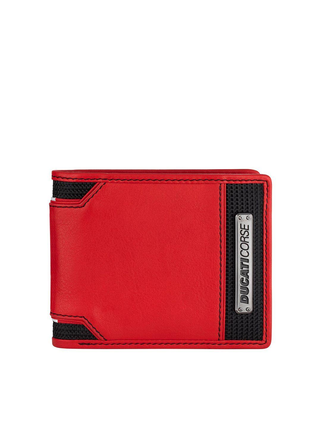 ducati corse men colourblocked leather two fold wallet