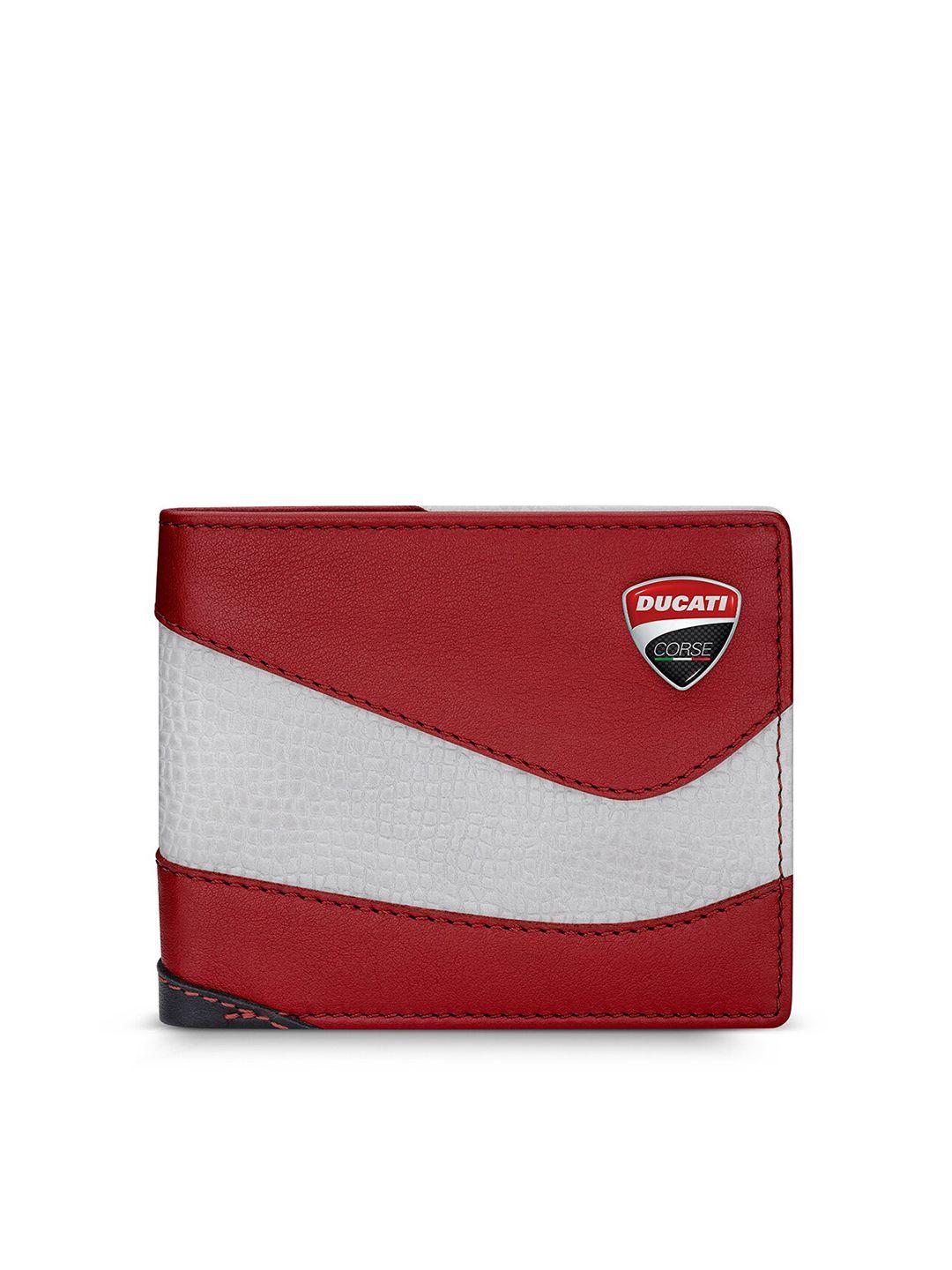 ducati corse men colourblocked leather two fold wallet