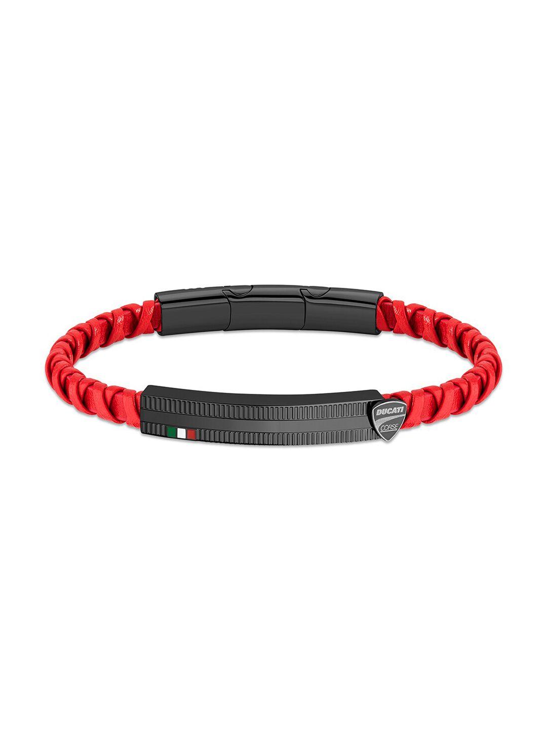 ducati corse men grey & red wraparound bracelet