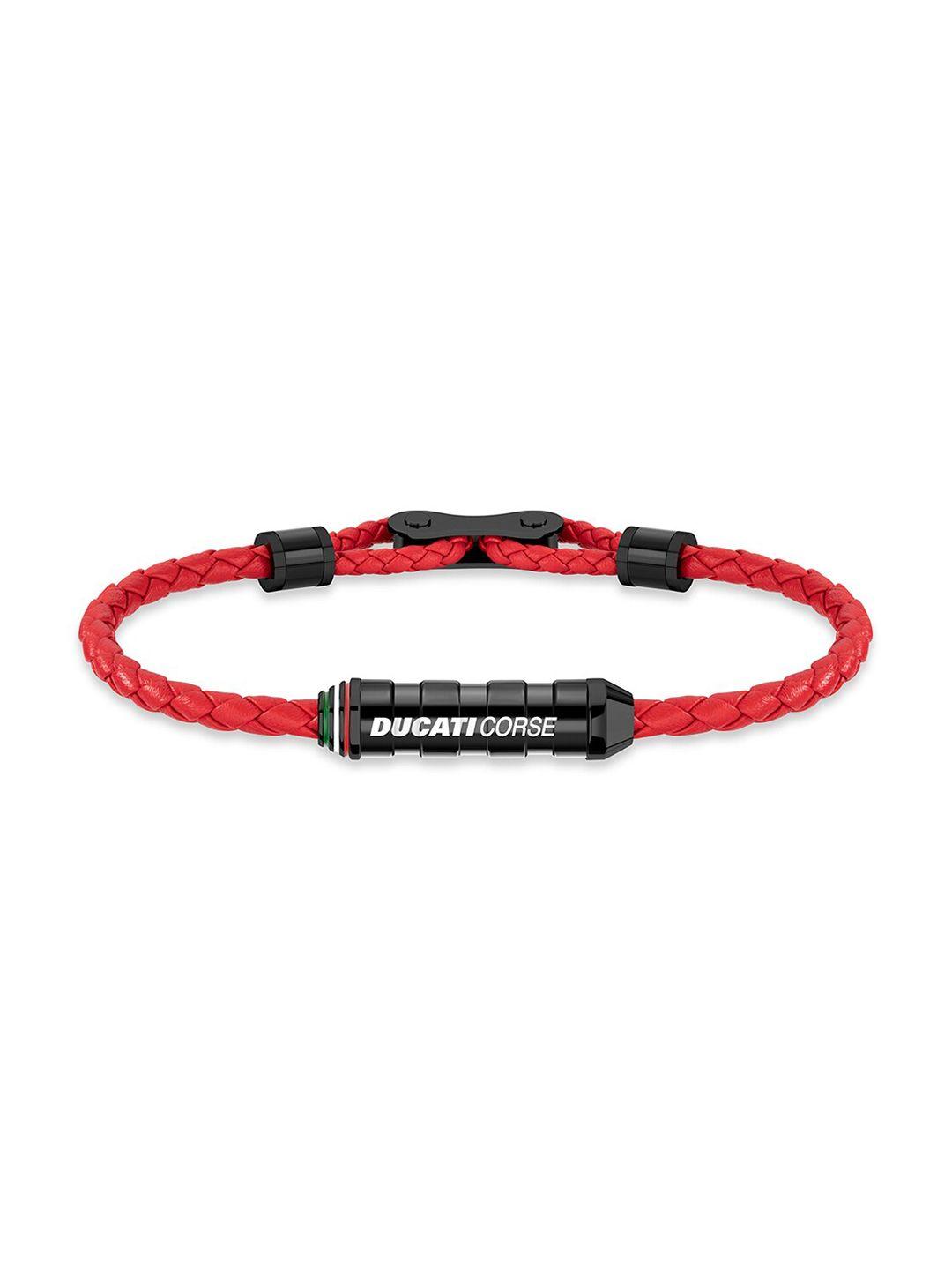 ducati corse men grey & red wraparound bracelet