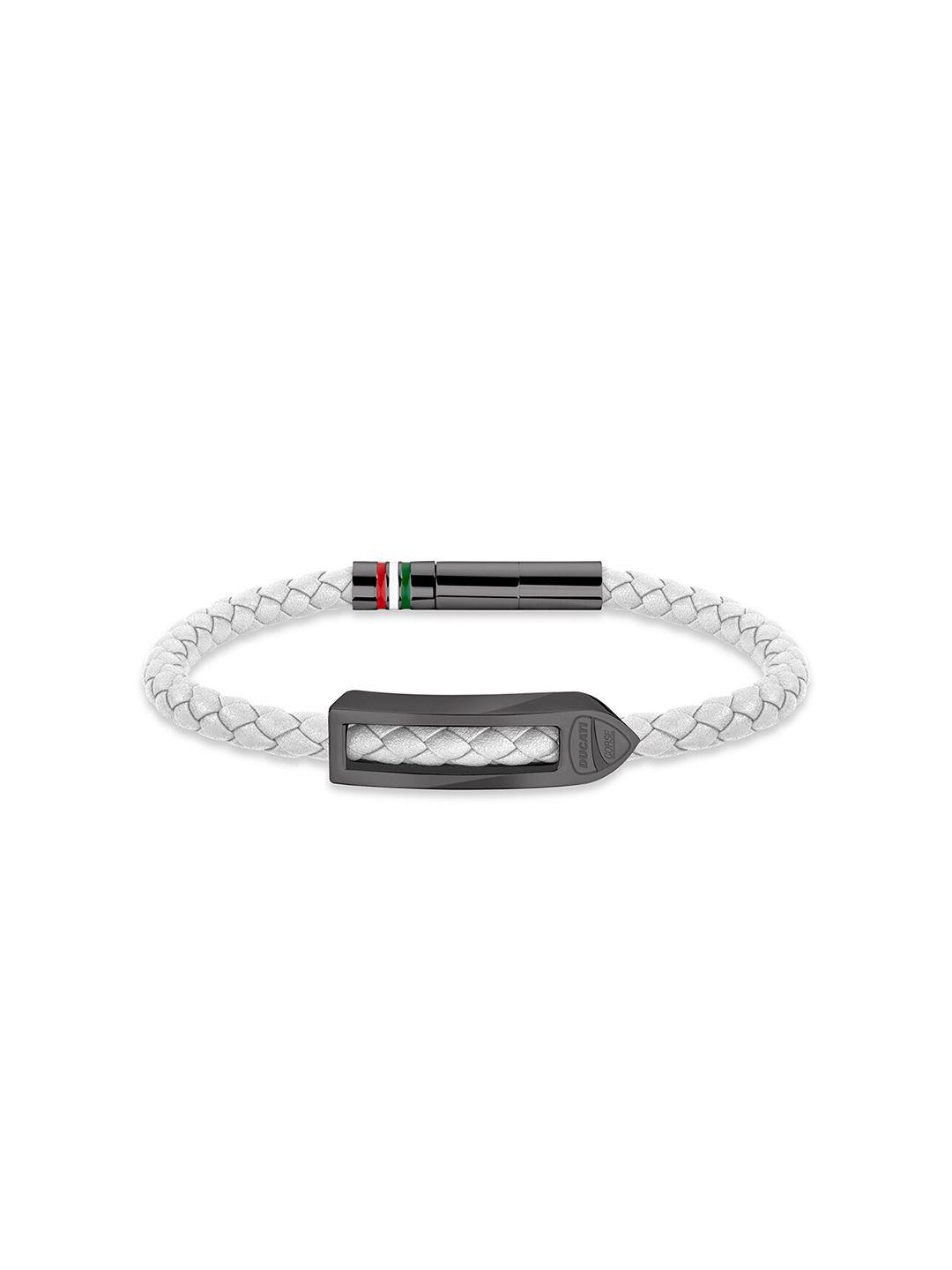ducati corse men grey & white cuff bracelet