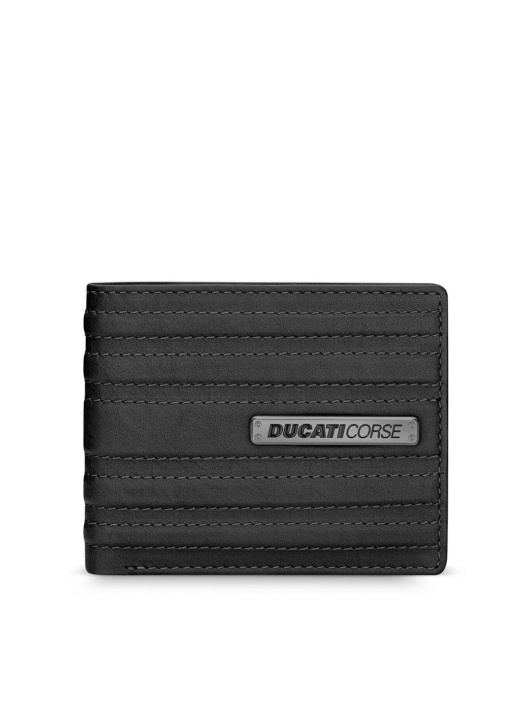 ducati corse men striped leather two fold wallet