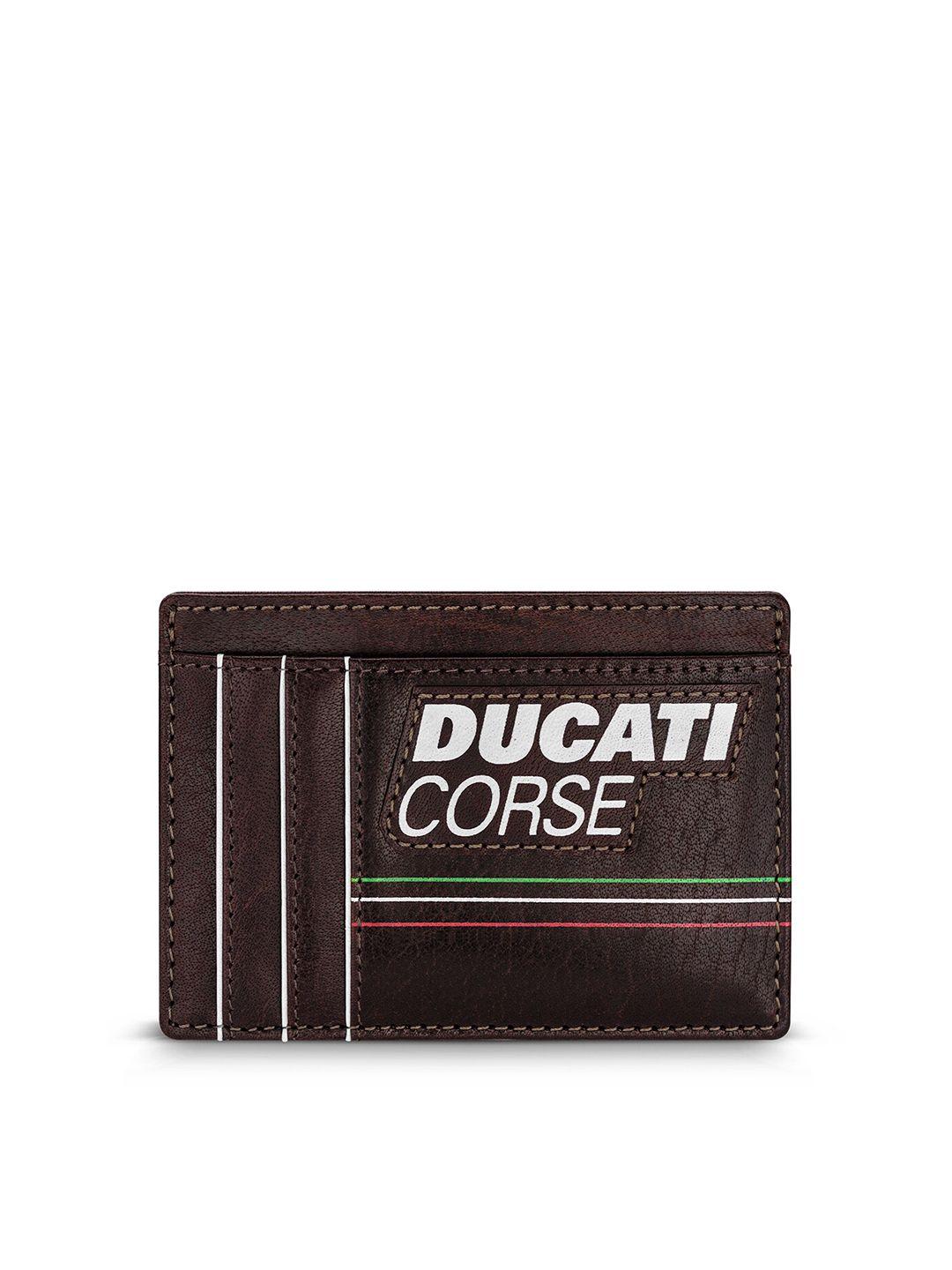 ducati corse men typography leather card holder