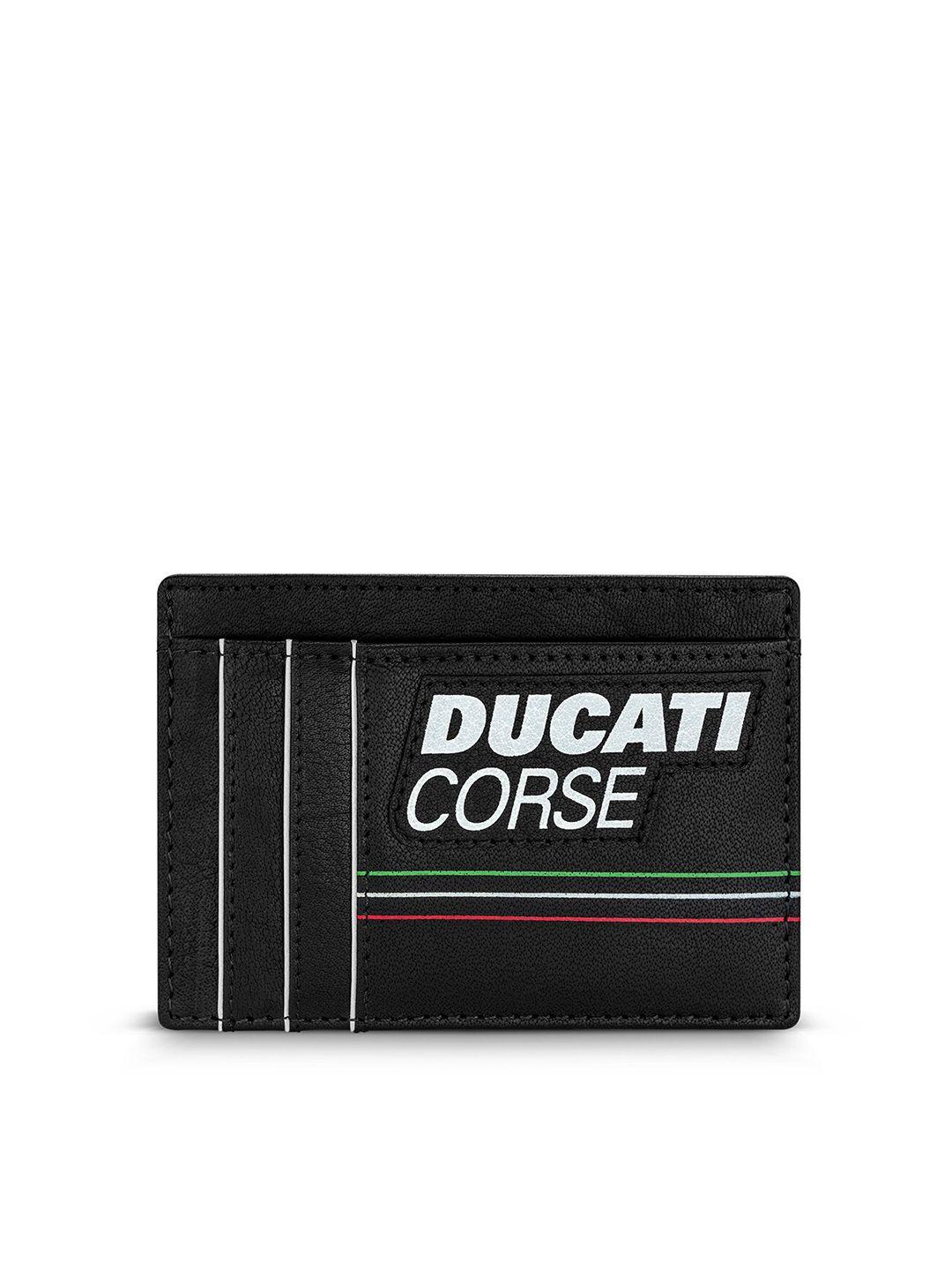 ducati corse men typography printed leather card holder