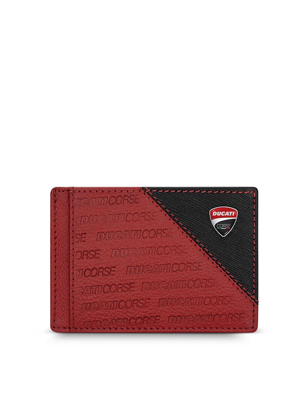 ducati corse men typography textured leather two fold wallet