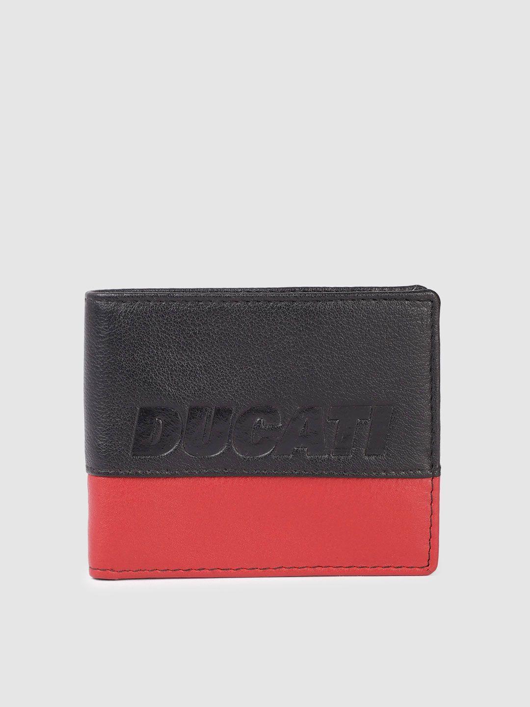 ducati men colourblocked leather two fold wallet