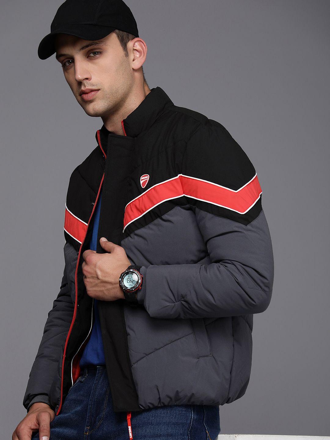 ducati men colourblocked padded jacket