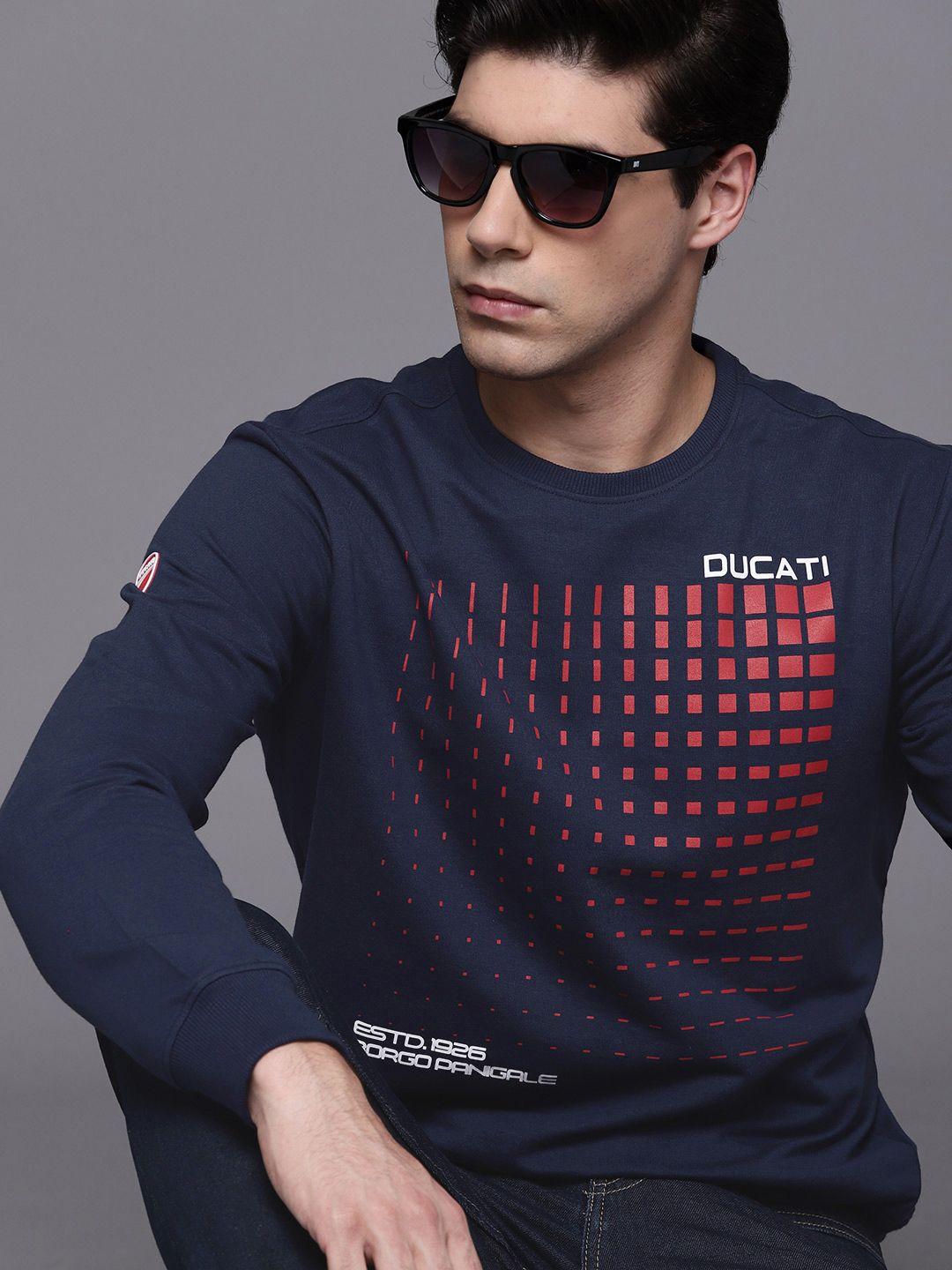 ducati men navy blue printed sweatshirt