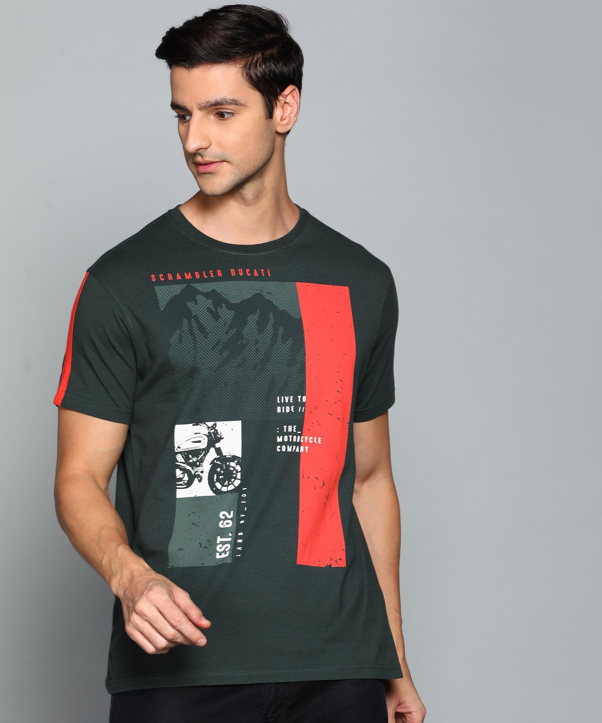 ducati men pure cotton graphic printed slim fit t-shirt