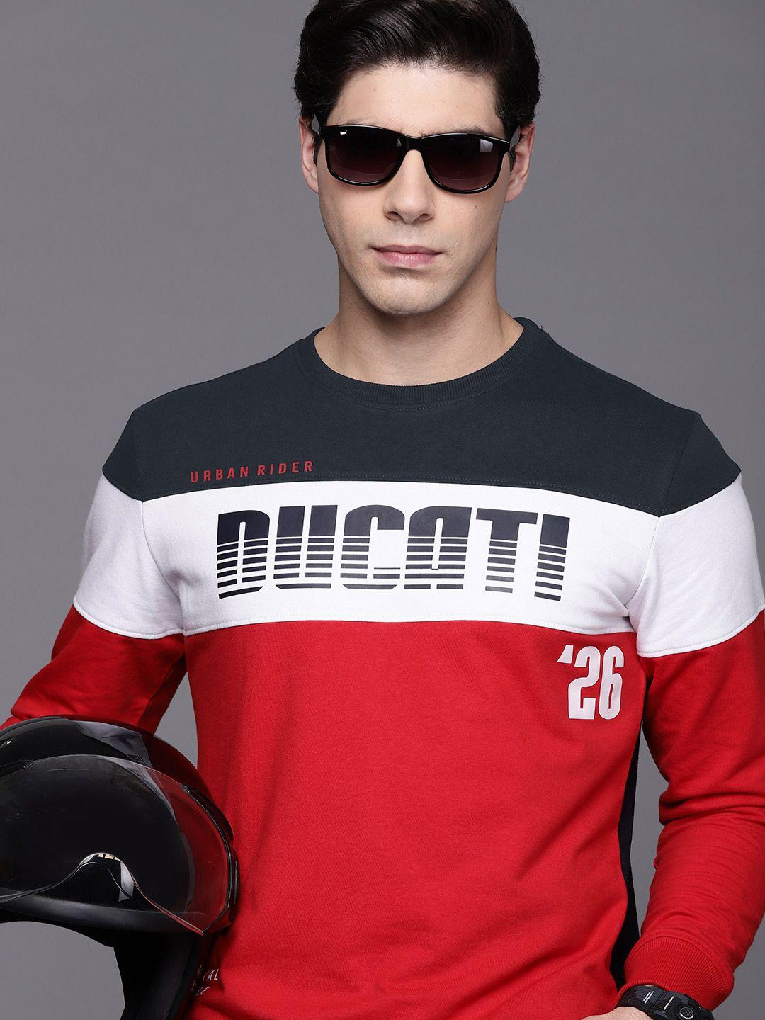 ducati men red & white printed sweatshirt