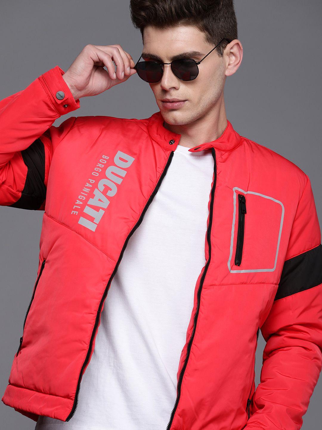 ducati men red brand logo padded jacket