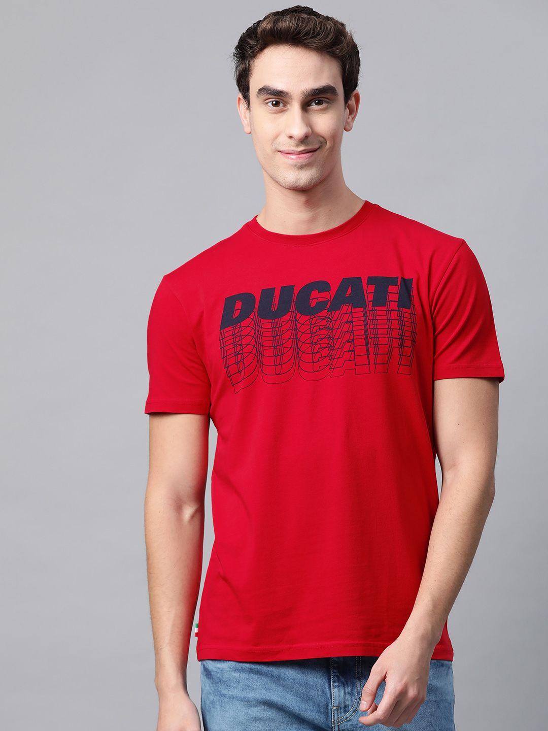 ducati men red printed round neck t-shirt