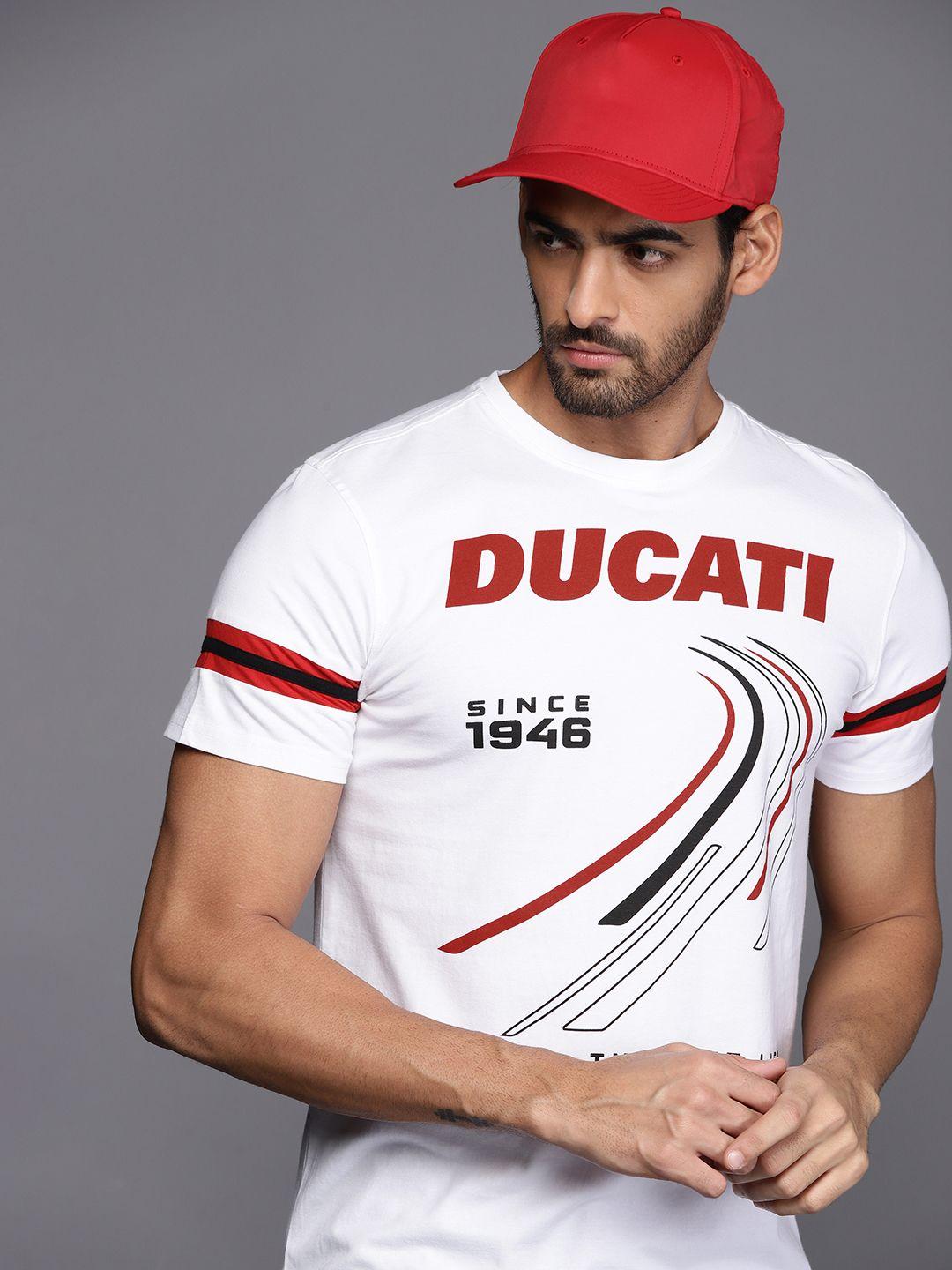 ducati men white typography printed t-shirt