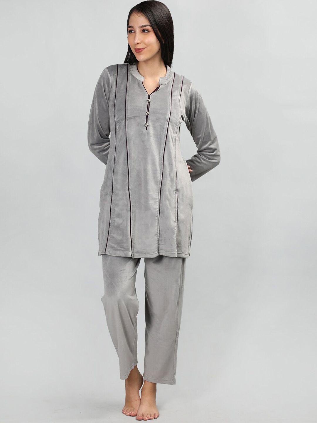 duchess mandarin collar velvet top with pyjamas