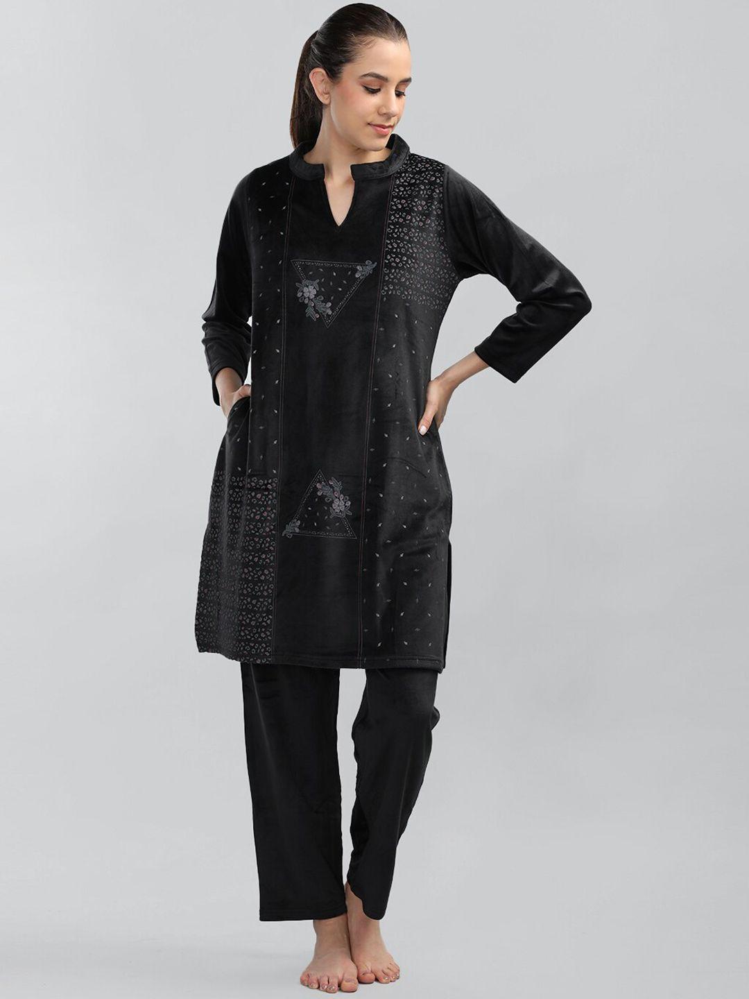 duchess printed kurti & pyjamas night suit