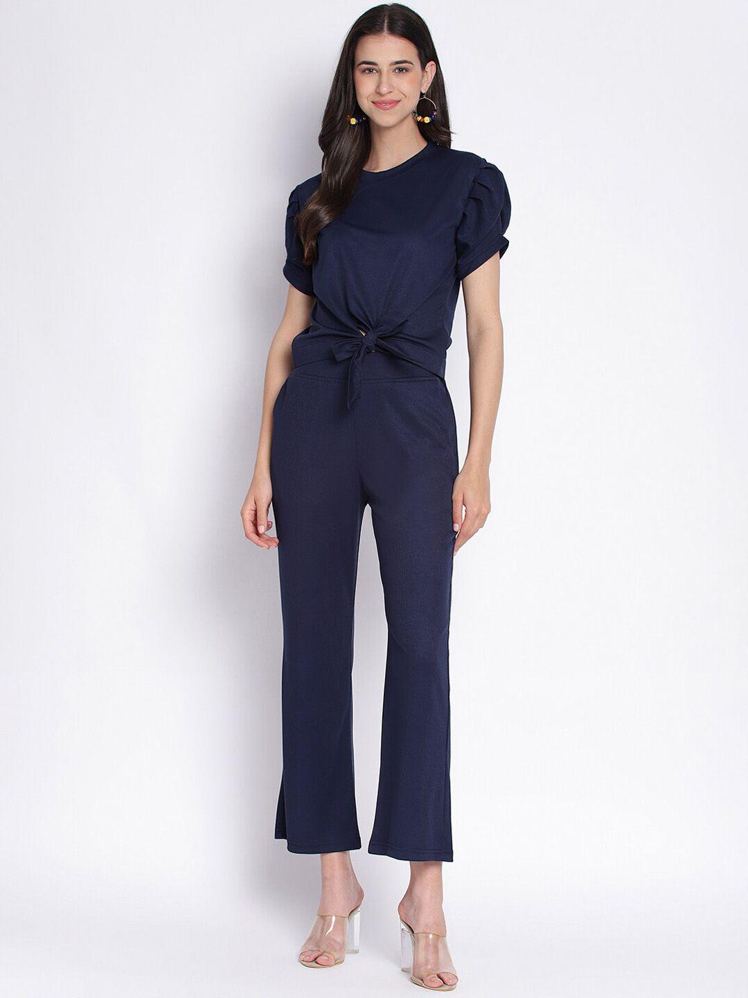 duchess puff sleeves knot-detail top & trousers