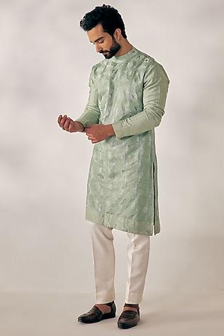 duckegg green embroidered kurta set