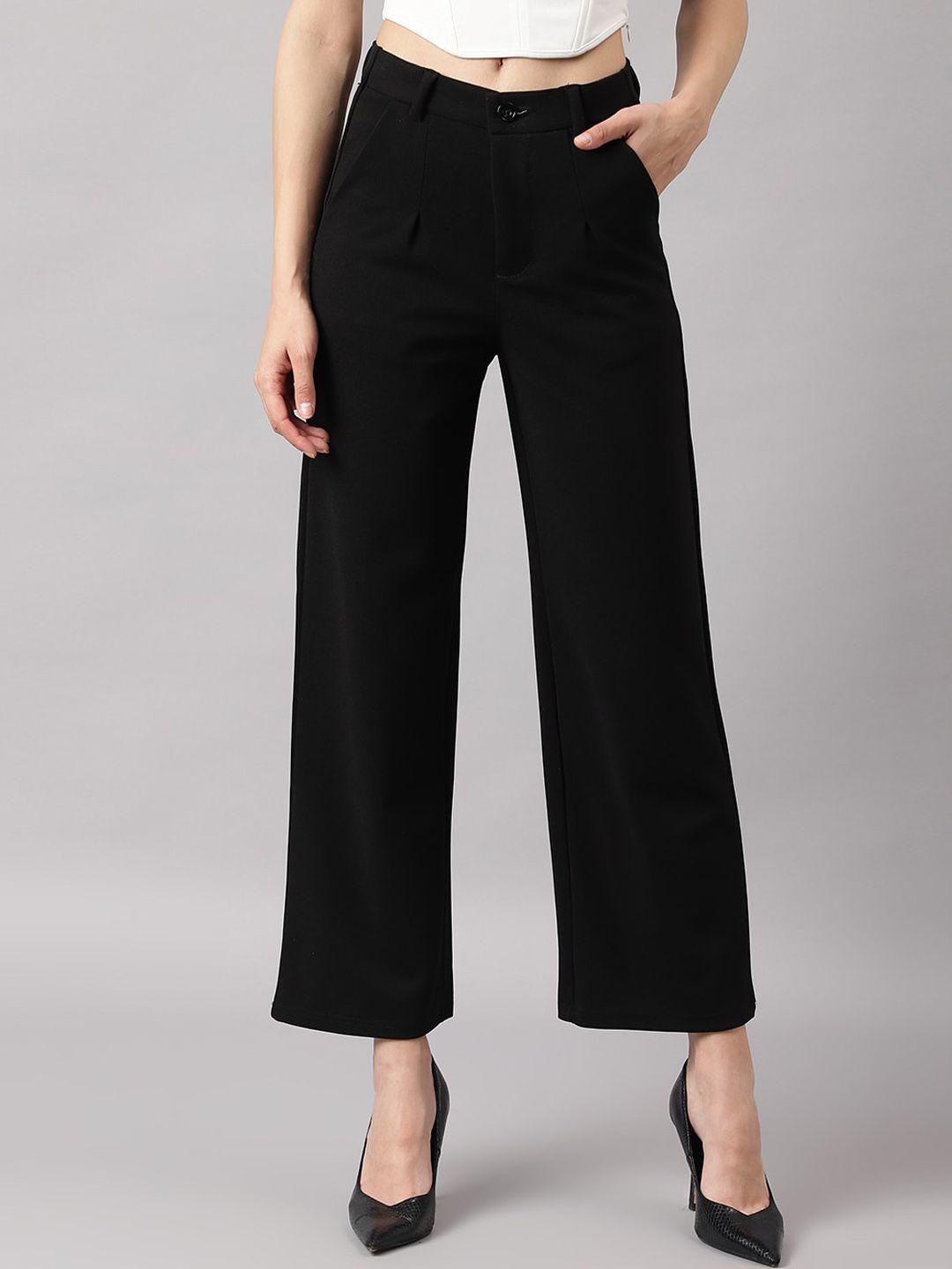 duditi women relaxed flared high-rise plain parallel trousers