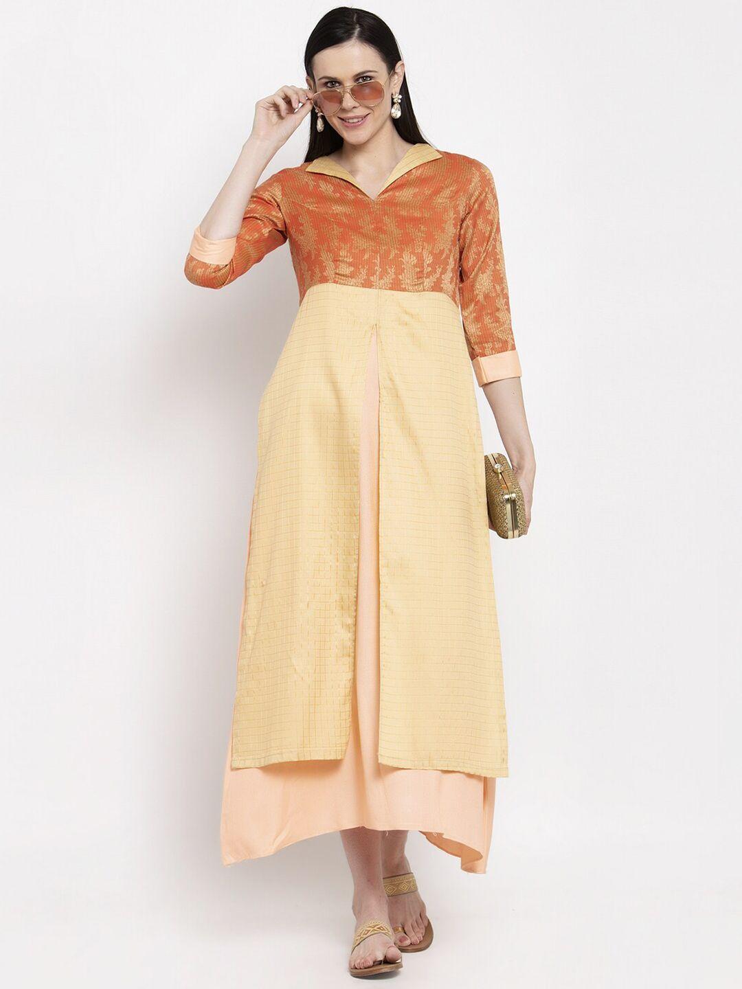 dugri be the one gold-toned floral a-line midi dress