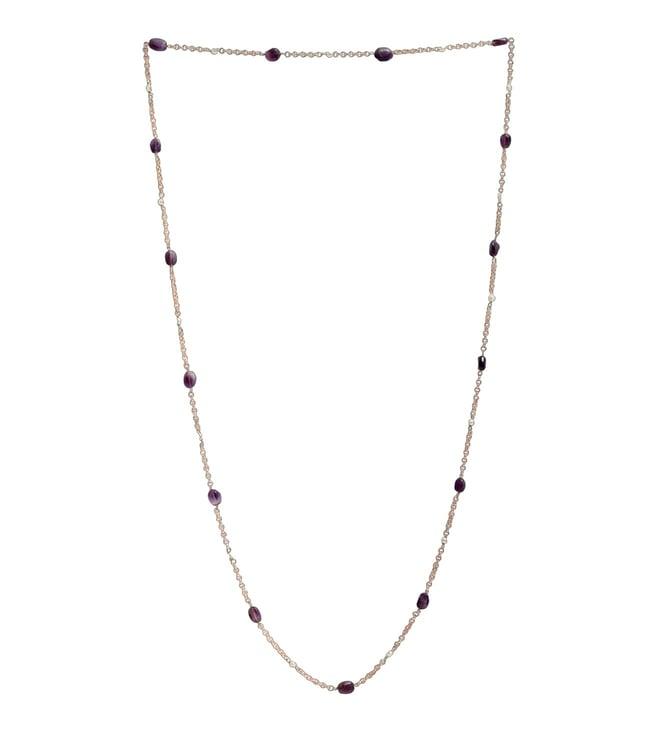dugri styles purple & gold layered necklace with pearls & natural stones
