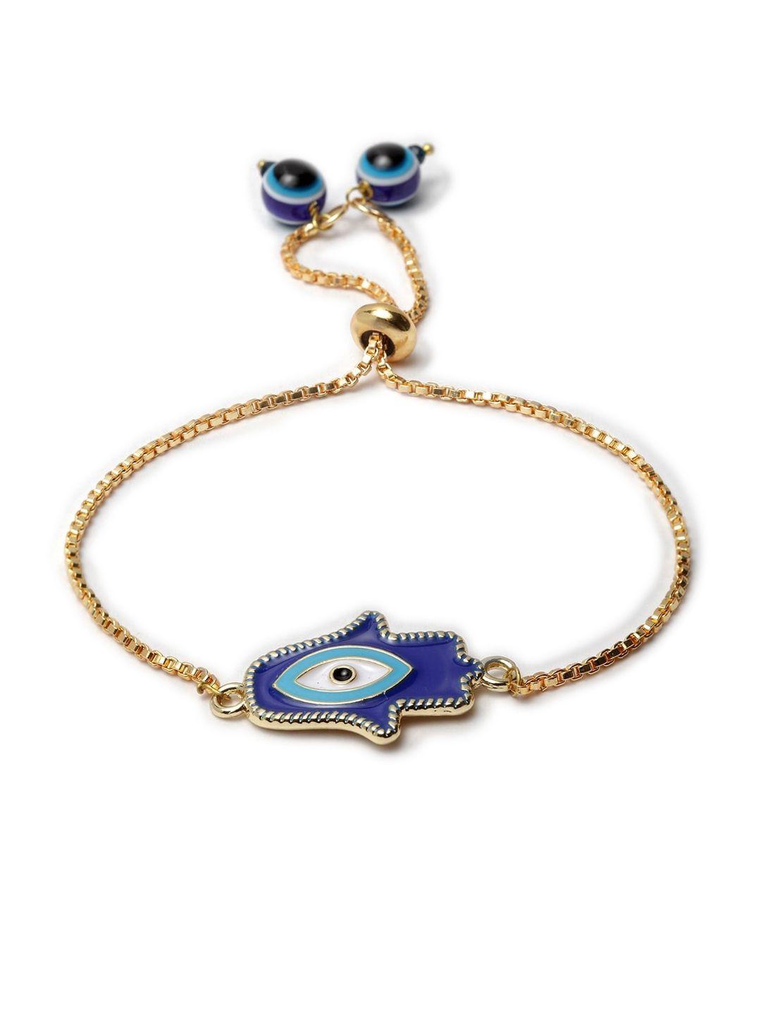 dugristyle gold-plated blue evil eye sustainable link bracelet