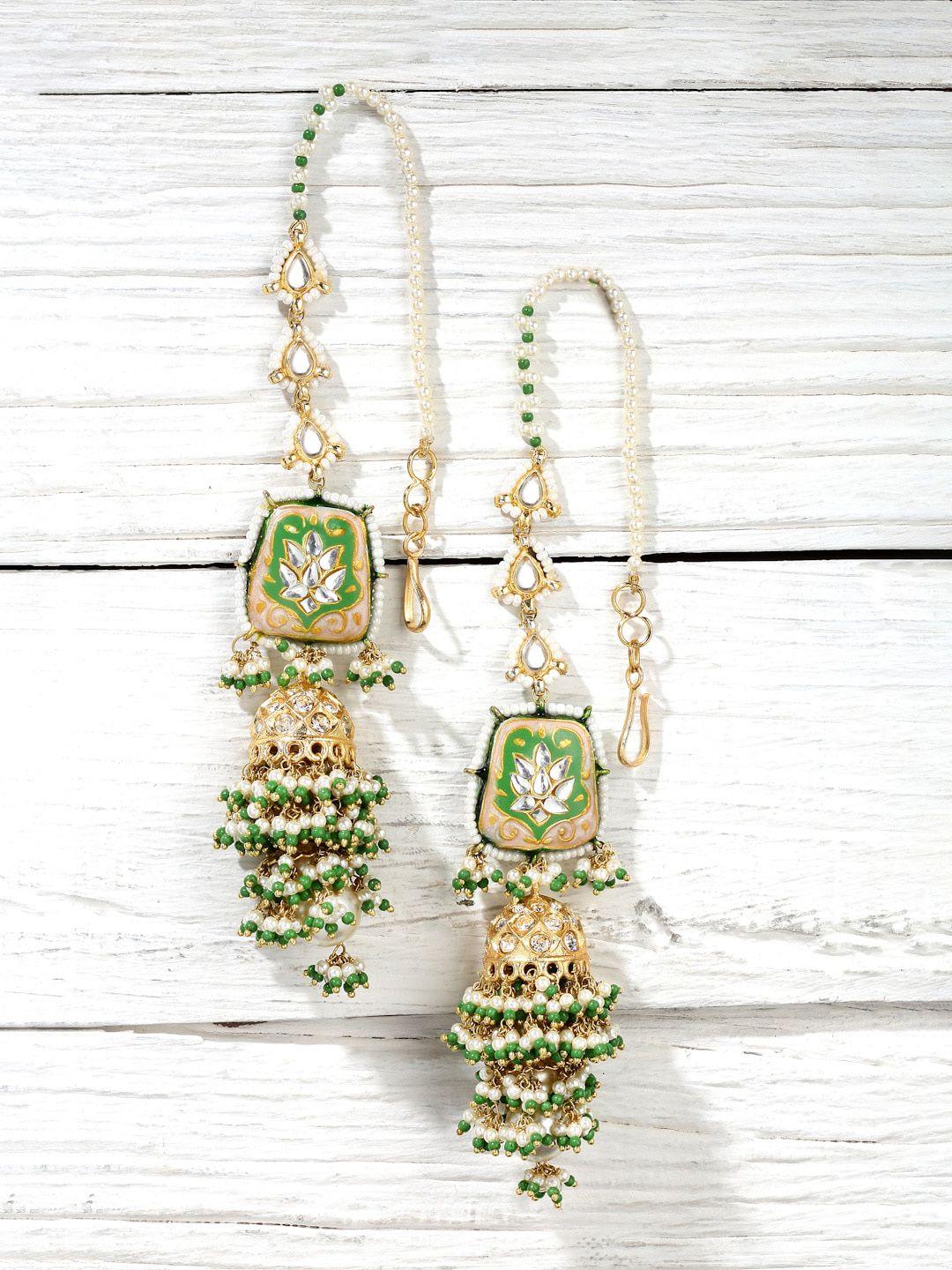 dugristyle green classic jhumkas earrings