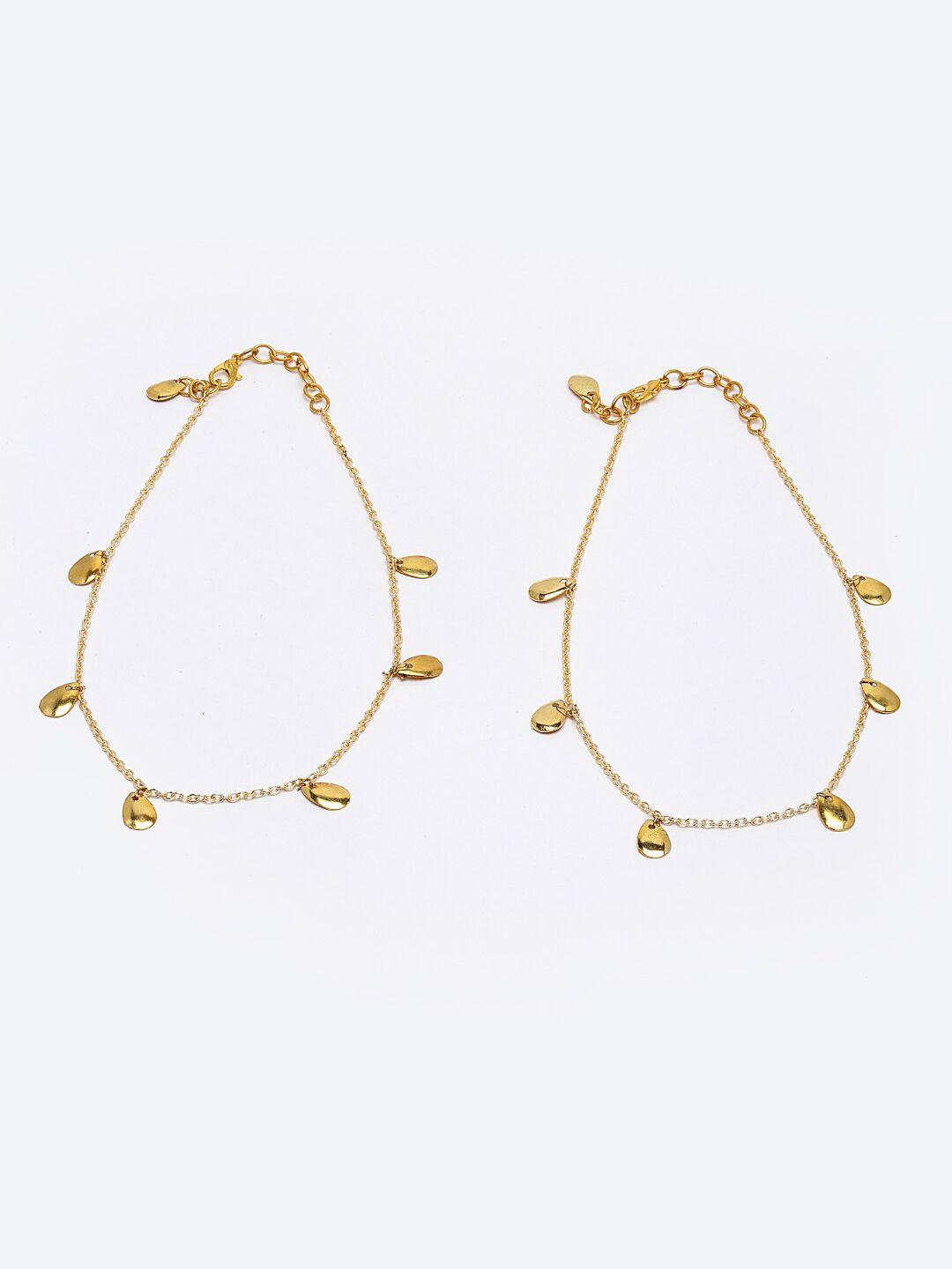 dugristyle gold-plated beaded adjustable anklet