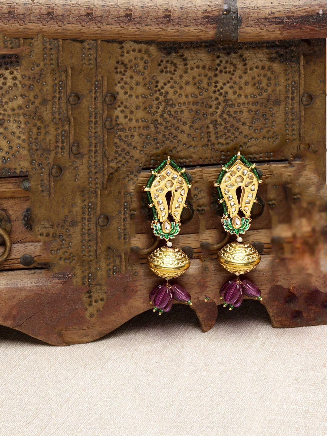 dugristyle gold plated classic jhumkas earrings