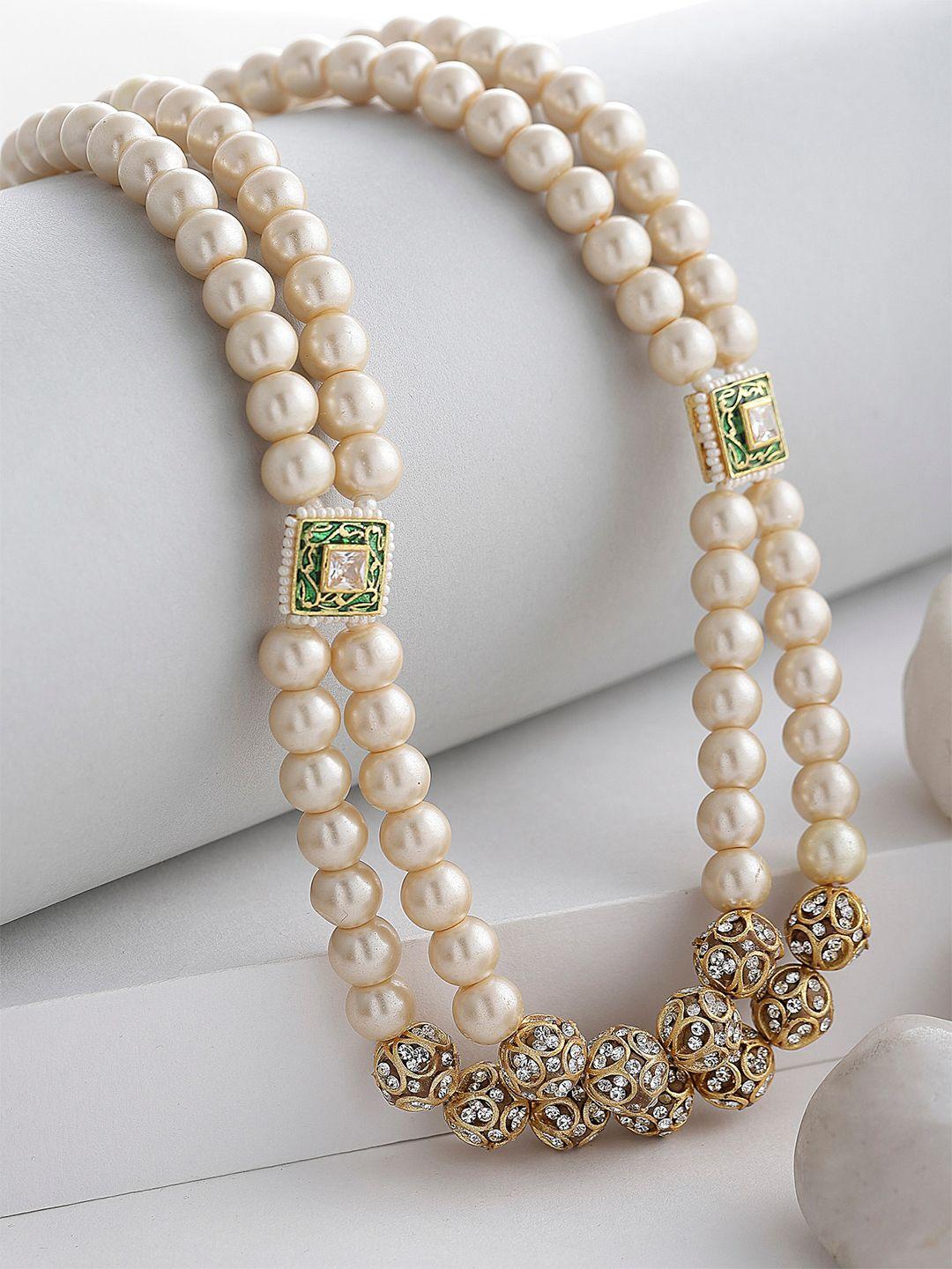 dugristyle gold plated pearl beaded layered necklace