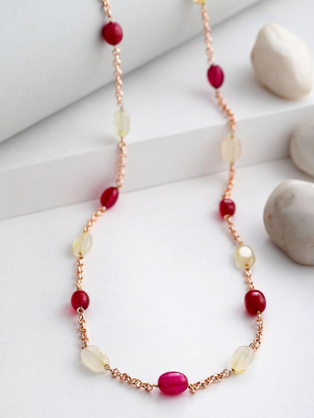 dugristyle women red & white natural stones beaded necklace