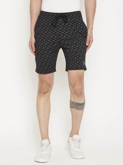 duke black regular fit printed shorts