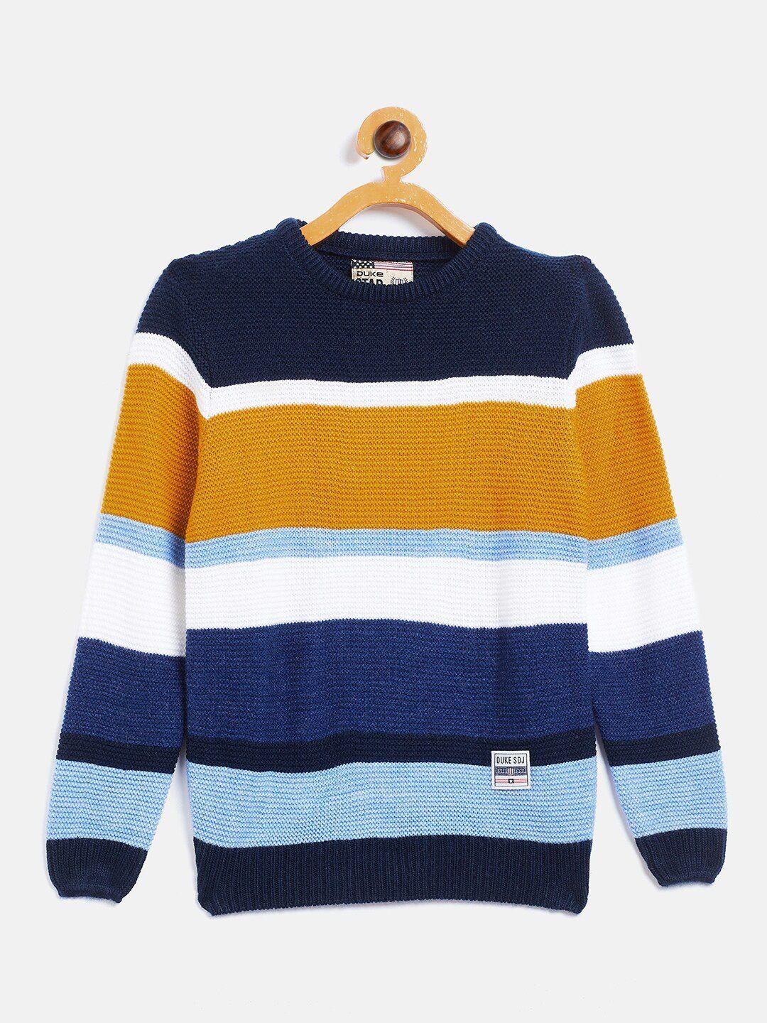 duke boys blue & yellow striped pure wool pullover