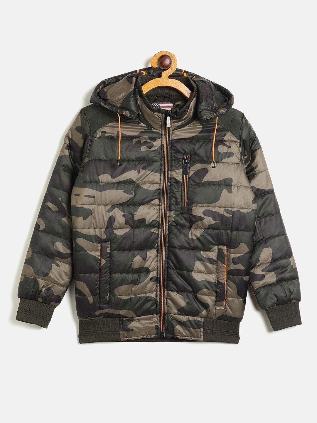 duke boys camouflage printed hooded padded jacket