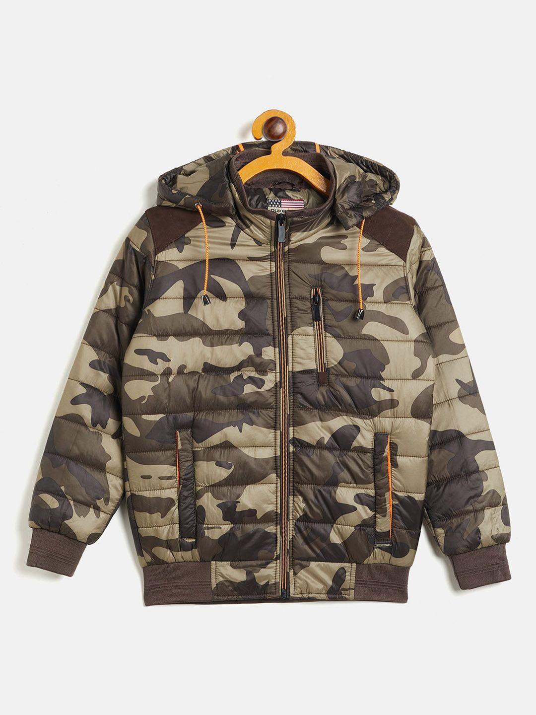 duke boys camouflage printed hooded padded jacket