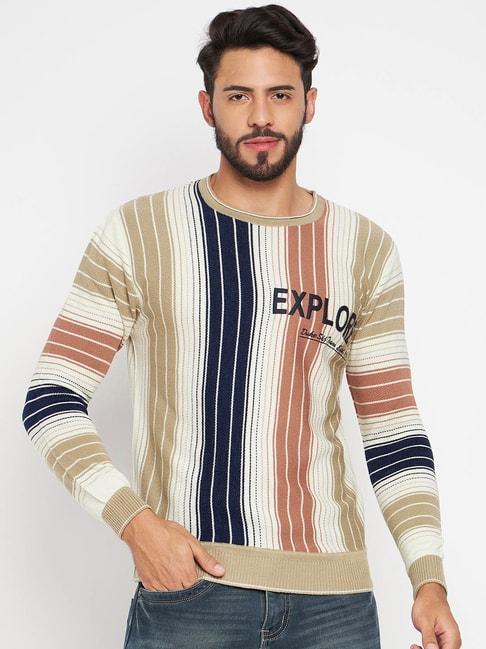 duke khaki regular fit striped sweater