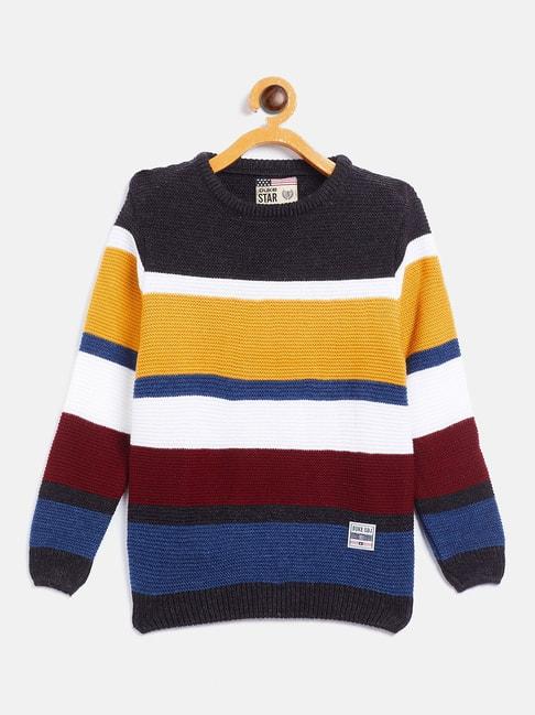 duke kids multicolor striped full sleeves sweater
