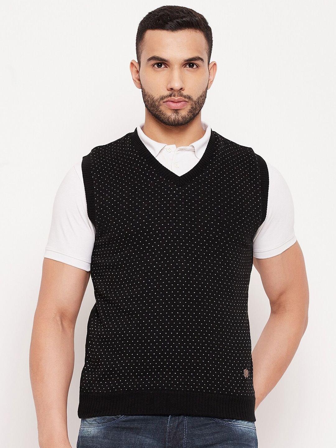 duke men black & white geometric printed sweater vest