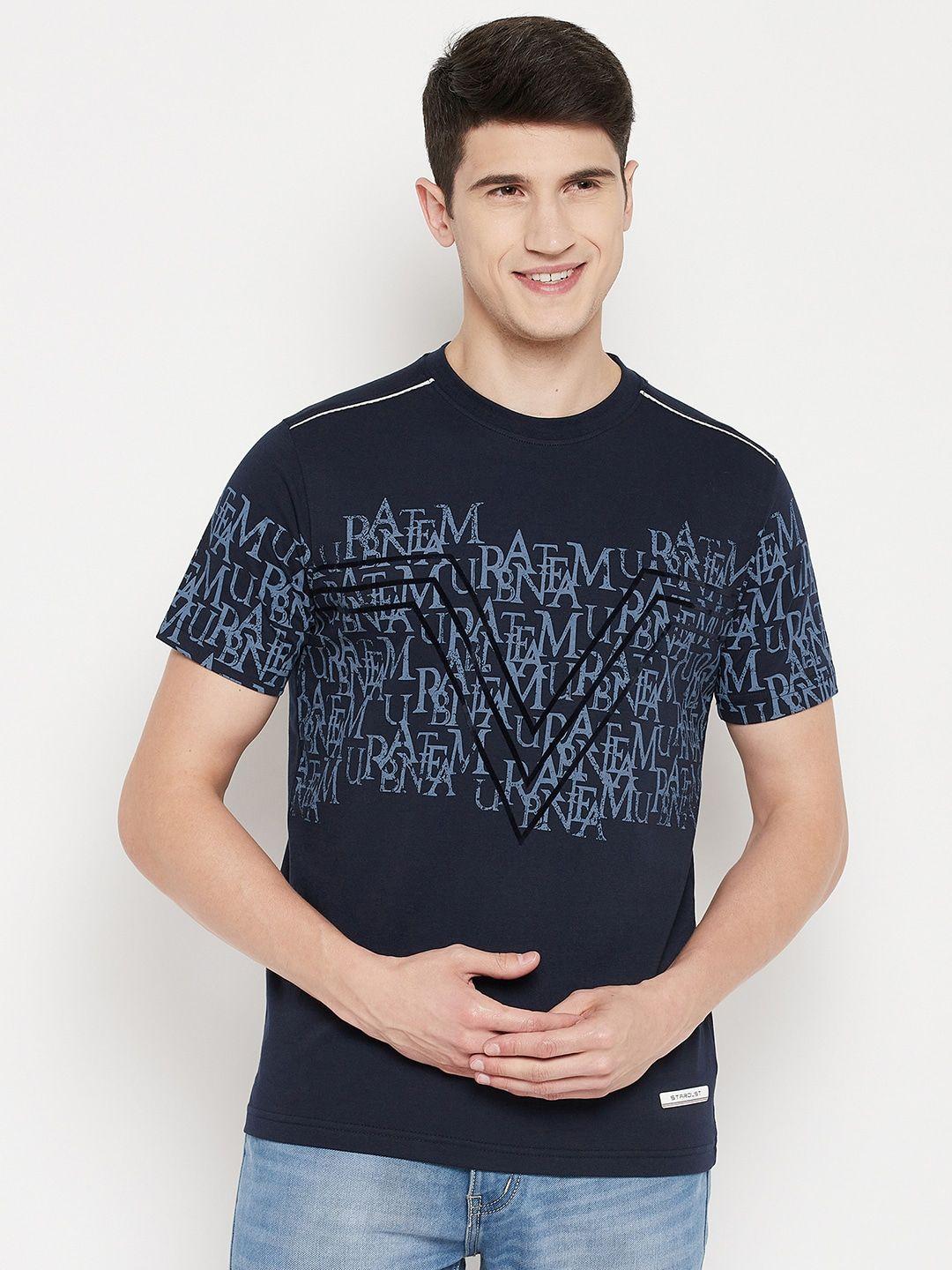 duke-men-navy-blue-typography-printed-slim-fit-t-shirt