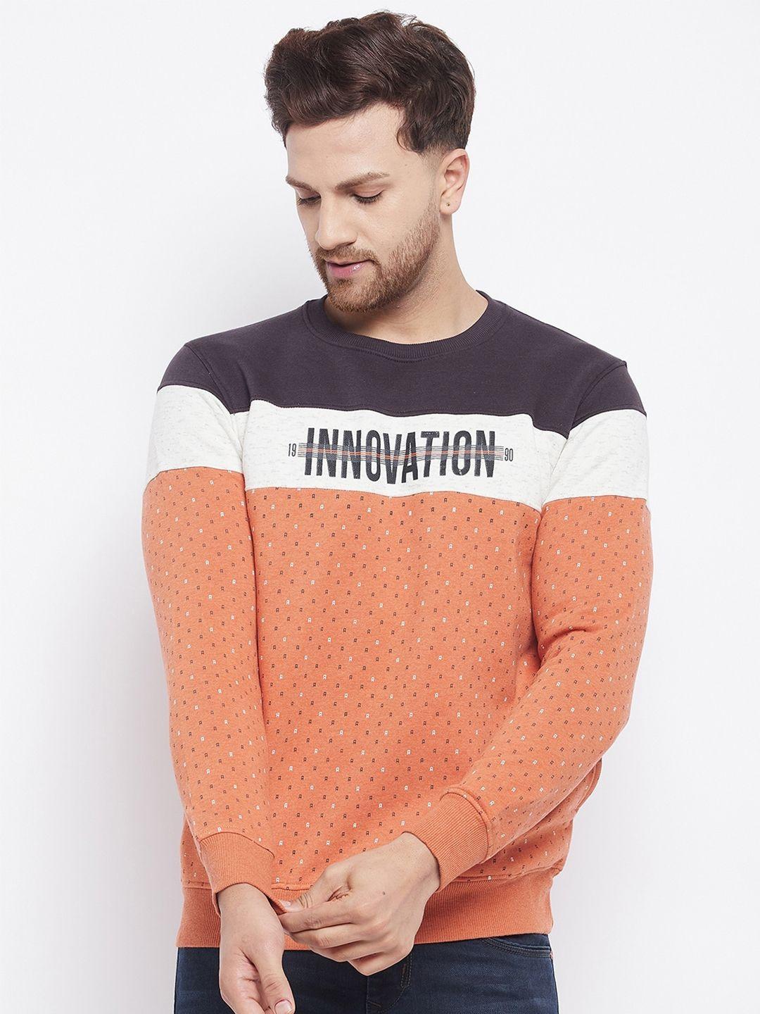 duke men orange & white printed wool sweatshirt