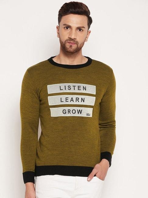 duke mustard slim fit printed sweater