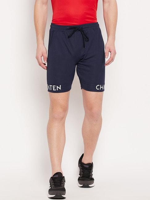 duke navy regular fit printed shorts