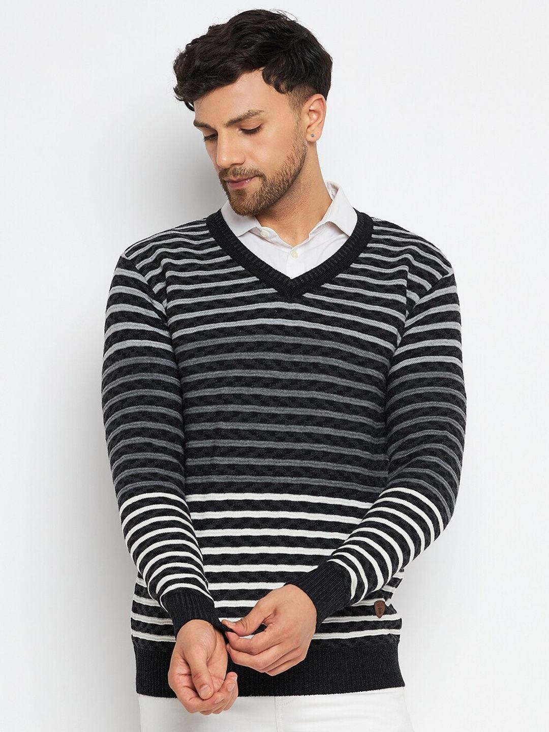 duke striped v-neck acrylic pullover