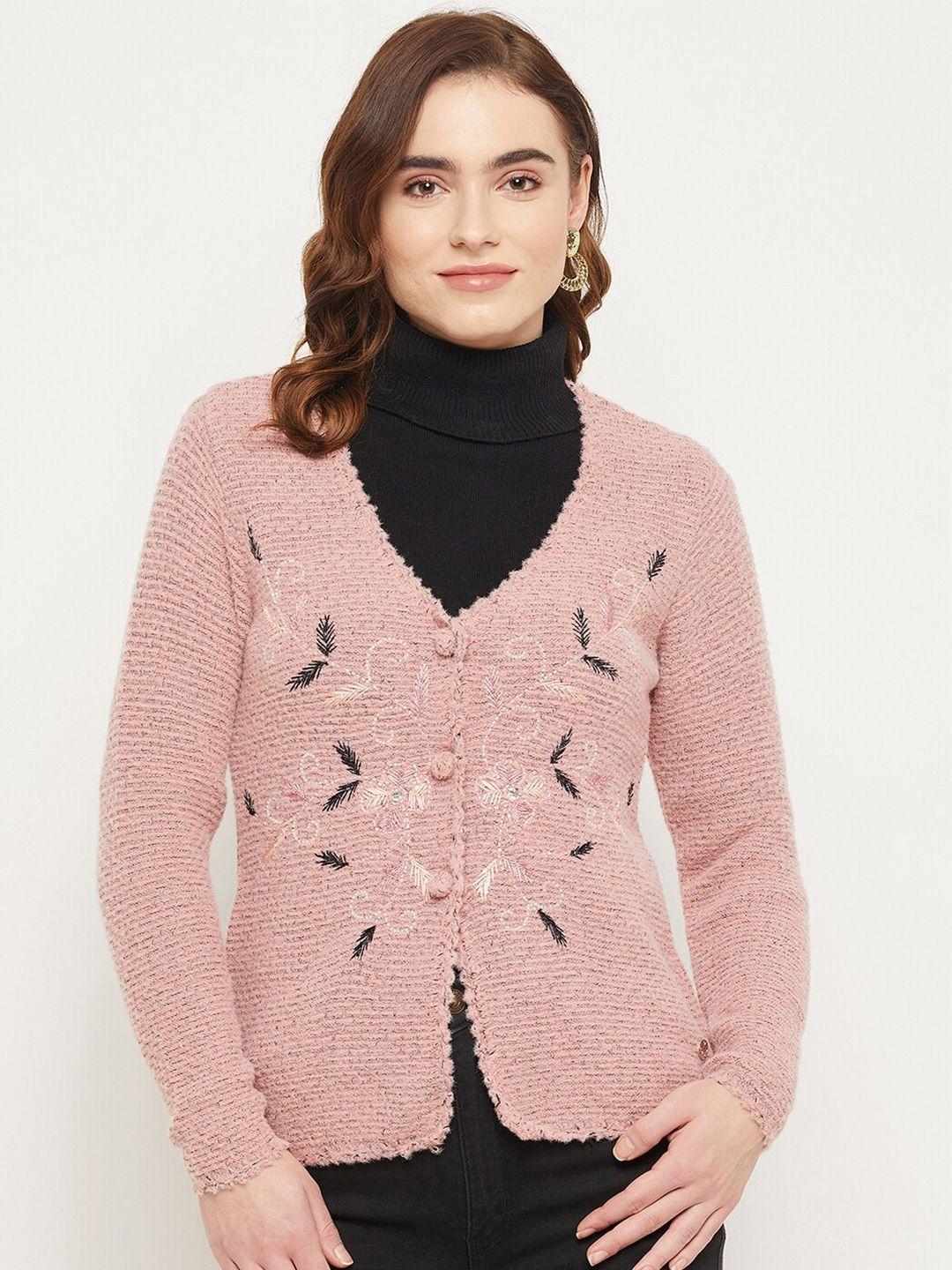 duke women self design cable knit acrylic cardigan sweater