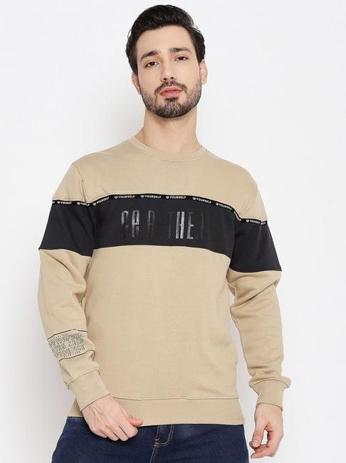 duke beige regular fit printed sweatshirt